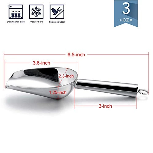 Mini Scoop, E-far 3 Ounce Stainless Steel Kitchen Utility Scoops, Ideal For Candy/Ice Cube/Flour/Sugar/Coffee Bean/Protein Powder, Food Grade & Anti Rust, Easy Clean & Dishwasher Safe (4 Pack) 2 Mini Scoop, E-far 3 Ounce Stainless Steel Kitchen Utility Scoops, Ideal For Candy/Ice Cube/Flour/Sugar/Coffee Bean/Protein Powder, Food Grade & Anti Rust, Easy Clean & Dishwasher Safe (4 Pack) - Image 2