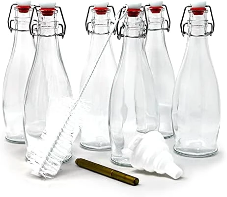 Set Of 6| 17 Oz Round Glass Bottle Set With Airtight Swing Top Stoppers | Home Brewing Bottles For Kombucha - Beer - Limoncello | Swing Top Glass Bottles Includes Brush, Funnel And Marker 6 Set Of 6| 17 Oz Round Glass Bottle Set With Airtight Swing Top Stoppers | Home Brewing Bottles For Kombucha - Beer - Limoncello | Swing Top Glass Bottles Includes Brush, Funnel And Marker - Image 6