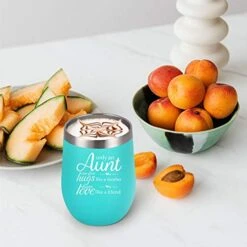 Auntie Christmas Birthday Gifts Wine Tumbler, Funny Birthday Mother's Day Gifts For Aunts From Nephew Niece, 12 Oz Auntie Sippy Cup Insulated Stainless Steel Wine Tumbler With Lid, Mint -Peugeot Shop 41bfZGDrJdL