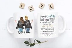 Custom Sister Mug From Sister, Sister Coffee Mug With Names, Personalized Sisters Cups, Christmas Or Birthday Gifts For Sister From Sister, Sister Moving Away Mug, 11 Or 15 Oz -Peugeot Shop 41bg1lDDEyL