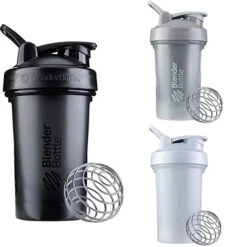 Classic V2 Shaker Bottle Perfect For Protein Shakes And Pre Workout, 20-Ounce, Black/Pebble Grey/White