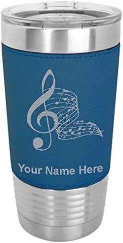 20oz Vacuum Insulated Tumbler Mug, Musical Notes, Personalized Engraving Included (Faux Leather, Gray) -Peugeot Shop 41bjWN4OrOL. AC