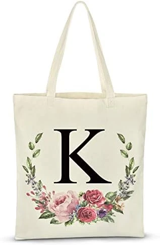 Personalized Floral Initial Tote Bag For Women Canvas Tote Bags Reusable Grocery Bags Shopping Bags 10 Personalized Floral Initial Tote Bag For Women Canvas Tote Bags Reusable Grocery Bags Shopping Bags - Image 10
