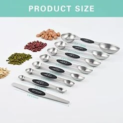 Measuring Spoons, 8 Sets Magnetic Measuring Spoons Dual Sided Stainless Steel Measuring Spoons Stackable Nesting Tablespoon Teaspoon, Fits In Spice Jars, For Dry Or Liquid Ingredients (Black) -Peugeot Shop 41bxywW7dvL