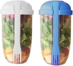 Keep Fit Salad Meal Shaker Cup, 33.8 Oz Fresh Salad Cup With Fork And Salad Dressing Holder, Fresh Salad To Go Container Set Portable Fruit And Vegetable Salad Cups Container- Eat Healthy (Pink+Green) -Peugeot Shop 41byjC3zGjL. AC