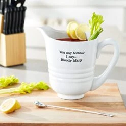 - 4551021 Mud Pie Ceramic Bloody Mary Pitcher Set 80 Oz, 8.25 X 6.25, White -Peugeot Shop 41byuAJbAGL