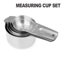 13-piece Measuring Cups And Spoons Set, 18/8 Stainless Steel Heavy Duty Ergonomic Handle With Ring Connector, Silver 17 13-piece Measuring Cups And Spoons Set, 18/8 Stainless Steel Heavy Duty Ergonomic Handle With Ring Connector, Silver -Peugeot Shop 41c0a0zCZzL