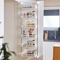 HomeBuddy Over The Door Pantry Organizer - 6 Basket Over Door Pantry Organizer, Sturdy Over The Door Spice Rack With 3 Sets Of Padded Hooks - Hanging Spice Rack For Pantry Door, Behind Door Storage -Peugeot Shop 41c2Zj6apaL. AC