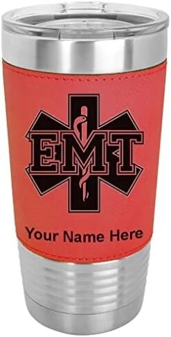 20oz Vacuum Insulated Tumbler Mug, EMT Emergency Medical Technician, Personalized Engraving Included (Faux Leather, Teal) -Peugeot Shop 41c3UlswdhL. AC