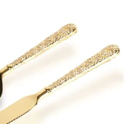 2 PCS Gold Cake Knife And Server Set, Wedding Cake Cutting Utensils, Vintage Engraved Cake Cutter And Serving Spatula For Birthday, Party, Anniversary -Peugeot Shop 41c4O1SElAL