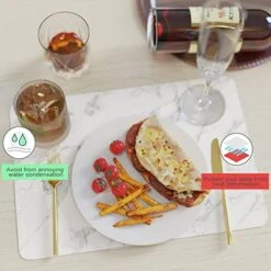 Faux Leather Heat Resistant Placemats For Dining Table Set Of 6, Waterproof Wipeable Washable PU Table Mats,Marble White/Grey -Peugeot Shop 41c97Vjrm7L