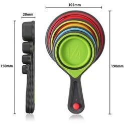Collapsible Measuring Cups And Spoons - Portable Food Grade Silicone For Liquid & Dry Measuring, 8 Piece Set Kitchen Measuring Tool