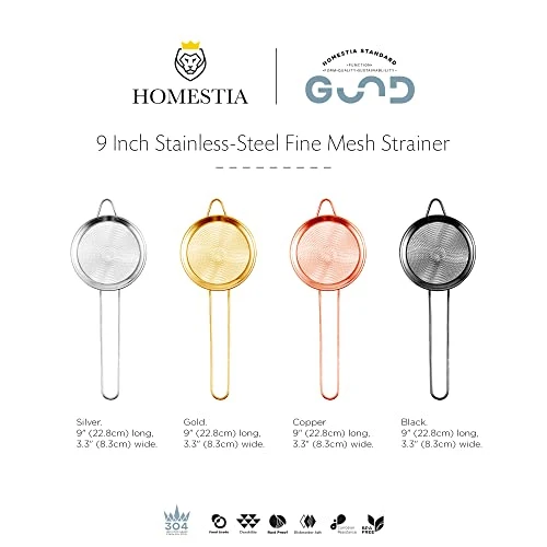 Fine Mesh Sieve Strainer Stainless Steel Cocktail Strainer Food Strainers Tea Strainer Coffee Strainer With Long Handle For Double Straining Utensil 3.3 Inch By Homestia 6 Fine Mesh Sieve Strainer Stainless Steel Cocktail Strainer Food Strainers Tea Strainer Coffee Strainer With Long Handle For Double Straining Utensil 3.3 Inch By Homestia - Image 6