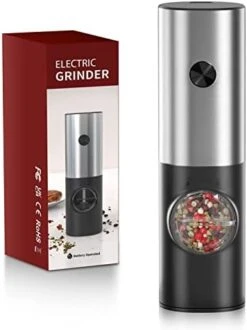 Lectric Salt And Pepper Grinder Set, EAGMAK Battery Powered Automatic 70ml Pepper Mill Grinders, Stainless Steel Electronic Mill Shakers With Adjustable Coarseness, LED Light & Storage Base (2 Pack) 21 Lectric Salt And Pepper Grinder Set, EAGMAK Battery Powered Automatic 70ml Pepper Mill Grinders, Stainless Steel Electronic Mill Shakers With Adjustable Coarseness, LED Light & Storage Base (2 Pack) -Peugeot Shop 41cNx BljFL. AC