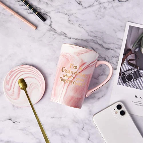 Grandma Coffee Mug I'm A Grandma What's Your SuperPower Best Grandma Mug Cup Funny Christmas Birthday Gift For Grandma Marble Coffee Mug With Box Coaster Sock Spoon Gift Card 14 Oz Pink 4 Grandma Coffee Mug I'm A Grandma What's Your SuperPower Best Grandma Mug Cup Funny Christmas Birthday Gift For Grandma Marble Coffee Mug With Box Coaster Sock Spoon Gift Card 14 Oz Pink - Image 4