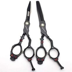 6.0 Inch Professional Hairdressing Scissors Set Hairstylists Upscale Hair Modeling Barber Cutting Thinning Shears 440C Steel Skull Handle Fine Polishing Hairdressers Salon Supplies
