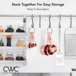 Ook With Color 8 Piece Copper Measuring Cups And Measuring Spoon Set Stainless Steel With Soft Touch Silicone Handles, Nesting Liquid Measuring Cup Set Or Dry Measuring Cups Set (Pink) -Peugeot Shop 41cbrbQjfgL