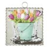 - Mini Gallery Bucket Of Tulips - Metal & Wood