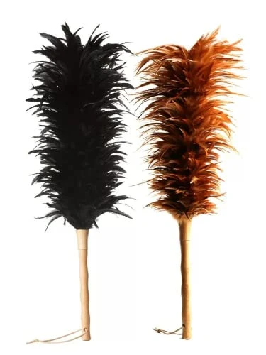 Old Handmade Chicken Feather Wooden Household Cleaning Artifact (Black) 1 Old Handmade Chicken Feather Wooden Household Cleaning Artifact (Black)