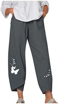 Kingspinner Capri Pants For Women Plus Size Capri Baggy Pants Casual Linen Long Pants Women Palazzo Lounge Pants -Peugeot Shop 41ct0CAVIVL. AC