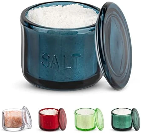 Glass Salt Cellar, With Glass Lid, Embossed Pressed Glass, Clear Storage Container, For Coffee, Sugar, Spices And Candies, Dishwasher Safe, 10 Oz 8 Glass Salt Cellar, With Glass Lid, Embossed Pressed Glass, Clear Storage Container, For Coffee, Sugar, Spices And Candies, Dishwasher Safe, 10 Oz - Image 8