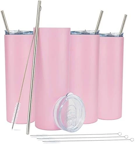 Kinny Tumblers With Lids And Straws (4 Pack) - 20 Oz Double Wall Insulated Slim Stainless Steel Silver Tumblers With Straw Cleaner | Reusable Travel Mug For Hot And Cold Beverages 9 Kinny Tumblers With Lids And Straws (4 Pack) - 20 Oz Double Wall Insulated Slim Stainless Steel Silver Tumblers With Straw Cleaner | Reusable Travel Mug For Hot And Cold Beverages - Image 9