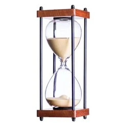 Ellaware Large Hourglass Timer, 30 Minutes Wooden Sand Timer, Decorative Sandglass, Yellow