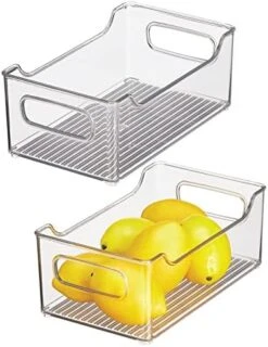 Slim Stackable Plastic Storage Organization Bin With Handles For Kitchen Cabinet, Pantry, Shelf, Refrigerator, Home Organizer For Fruit, Potatoes, Onions, Drinks, Snacks, Pasta, 2 Pack, Clear 16 Slim Stackable Plastic Storage Organization Bin With Handles For Kitchen Cabinet, Pantry, Shelf, Refrigerator, Home Organizer For Fruit, Potatoes, Onions, Drinks, Snacks, Pasta, 2 Pack, Clear -Peugeot Shop 41d4CIRATAL. AC