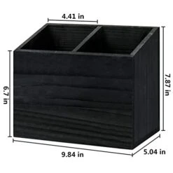 Utensil Holder For Kitchen Counter, Wood Utensil Organizer With 2 Compartments, Utensil Caddy And Silverware Organizer For Kitchen Decor, Black Kitchen Accessories -Peugeot Shop 41d4TgldWfL