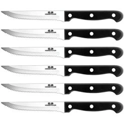 6-piece Steak Knife Set Serrated Stainless Steel Sharp Blade Flatware Steak Knives