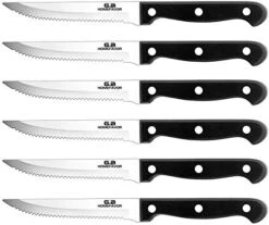6-piece Steak Knife Set Serrated Stainless Steel Sharp Blade Flatware Steak Knives -Peugeot Shop 41d6kMrhofL. AC
