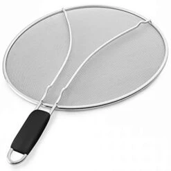 Bellemain Grease Splatter Screen For Frying Pan, Splatter Guard Fry Pan Cover | Fine Mesh Stainless Steel Bacon Splatter Guard | Heavy Duty Splatter Shield With Soft Grip Handle, 9.8β