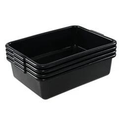 23 Quart Large Commercial Bus Tubs, Black Utility Bus Box Set Of 4 -Peugeot Shop 41dGJn4SnsL
