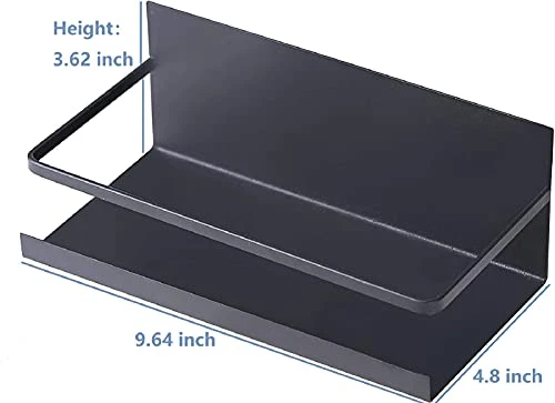 FEULAM Magnetic Spice Rack Organizer, Magnetic Shelf For Refrigerator, Magnetic Spice Rack For Refrigerator With 2 Hooks, Space Saving Magnetic Fridge Spice Rack Black 3 FEULAM Magnetic Spice Rack Organizer, Magnetic Shelf For Refrigerator, Magnetic Spice Rack For Refrigerator With 2 Hooks, Space Saving Magnetic Fridge Spice Rack Black - Image 3