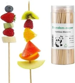 Natural Bamboo Skewers For BBQ,Appetizers,and More - Wooden Sticks For Grilling,Ideal For Appetizers,Cake Decoration,Cheese,Cocktail, Marshmallow 200 Count Pack -Peugeot Shop 41dHfiDd7OL. AC