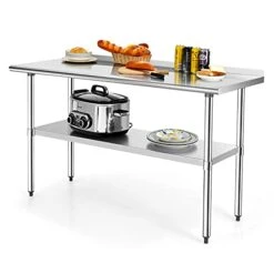 60x24 Inches Stainless Steel Table With Backsplash, Metal Commercial Kitchen Table For Prep & Work With Adjustable Undershelf, Heavy-Duty Prep Table 12 60x24 Inches Stainless Steel Table With Backsplash, Metal Commercial Kitchen Table For Prep & Work With Adjustable Undershelf, Heavy-Duty Prep Table -Peugeot Shop 41dHtBbnPhL