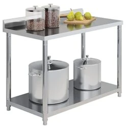 Stainless Steel Table For Prep & Work 40 X 25 Inches, Heavy Duty Commercial Work Table With Undershelf And Backsplash, Metal Prep Table For Outdoor, Indoor, Commercial Restaurant, Kitchen, Cafe, Hotel -Peugeot Shop 41dJ0qXZL