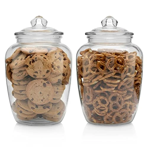 Glass Jars With Airtight Lid - Set Of 2 Large Apothecary Jar - 2 Pc Glass Jar Set – Canisters Sets For The Kitchen For Cookies, Flour, Sugar, Rice - Holds 75oz 9.5 X 5.5-inch 1 Glass Jars With Airtight Lid - Set Of 2 Large Apothecary Jar - 2 Pc Glass Jar Set – Canisters Sets For The Kitchen For Cookies, Flour, Sugar, Rice - Holds 75oz 9.5 X 5.5-inch