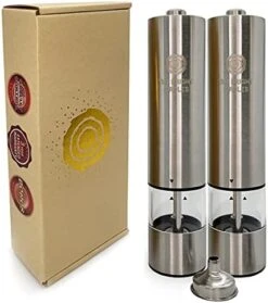 Ed Electric Salt And Pepper Grinder Set (2 Mills) | Red Automatic Adjustable Shaker | Battery Operated Spice Mill | Stylish Kitchen Accessory | Adjustable Coarseness Ceramic Burrs | LED Light 9 Ed Electric Salt And Pepper Grinder Set (2 Mills) | Red Automatic Adjustable Shaker | Battery Operated Spice Mill | Stylish Kitchen Accessory | Adjustable Coarseness Ceramic Burrs | LED Light -Peugeot Shop 41dMs8bhSXS. AC