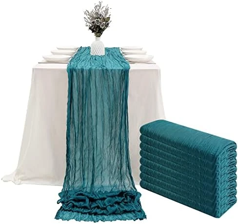 Sage Green Cheesecloth Table Runner 13.3ft Boho Gauze Cheese Cloth Table Runner Rustic Sheer Runner 160inch Long For Wedding Bridal Baby Shower Birthday St. Patrick's Day Table Decorations 6 Sage Green Cheesecloth Table Runner 13.3ft Boho Gauze Cheese Cloth Table Runner Rustic Sheer Runner 160inch Long For Wedding Bridal Baby Shower Birthday St. Patrick's Day Table Decorations - Image 6