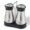 Salt And Pepper Shakers Set, Stainless Steel With Glass Bottle For Table, RV, Camp, BBQ, Set Of 2, Sliver
