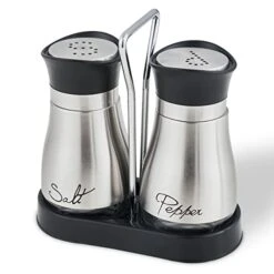 Salt And Pepper Shakers Set, Stainless Steel With Glass Bottle For Table, RV, Camp, BBQ, Set Of 2, Sliver
