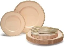 " OCCASIONS " 120 Plates Pack,(60 Guests) Heavyweight Premium Wedding Party Disposable Plastic Plates Set -60 X 10.25'' Dinner + 60 X 7.5'' Salad/Dessert (Rochelle Seafoam/Mint And Gold)) -Peugeot Shop 41dQCg8CHL. AC