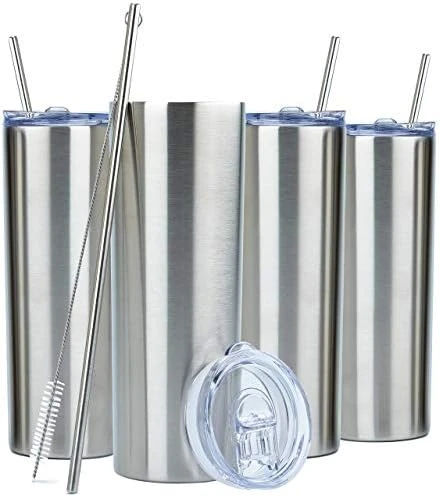 Kinny Tumblers With Lids And Straws (4 Pack) - 20 Oz Double Wall Insulated Slim Stainless Steel Silver Tumblers With Straw Cleaner | Reusable Travel Mug For Hot And Cold Beverages 12 Kinny Tumblers With Lids And Straws (4 Pack) - 20 Oz Double Wall Insulated Slim Stainless Steel Silver Tumblers With Straw Cleaner | Reusable Travel Mug For Hot And Cold Beverages - Image 12