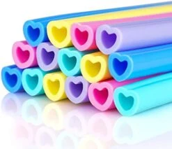 Reusable Silicone Drinking Straws 15 Pack, Heart Shaped Straws With 2pcs CLeaner Brushes For Smoothies Tumblers Cocktail MilkShake, DishWasher Safe -Peugeot Shop 41dVug6KpDL. AC