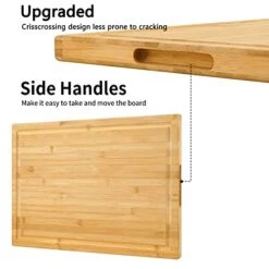 Extra Large XXXL Bamboo Cutting Board 24 X16 Inch,Largest Wooden Butcher Block For Turkey, Meat, Vegetables, BBQ, Over The Sink Chopping Board With Handle And Juice Groove