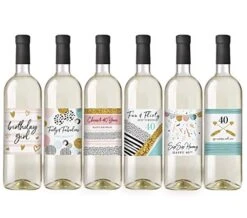 Printed Party 40th Birthday Wine Bottle Labels, Pink And Gold, Set Of 6 -Peugeot Shop 41dk7y0gE5L