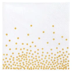 100 Pack Disposable White And Gold Paper Cocktail Napkins For Wedding Reception, Polka Dot Party Supplies (5 X 5 In) -Peugeot Shop 41dnSsbgwBL