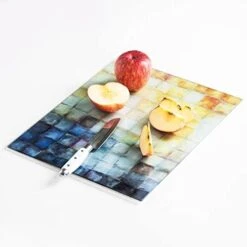 Glass Cutting Board, 16 * 12 Inch Set Of 1 Tempered Glass Cutting Board, Decorative Square Marble Chopping Board For Kitchen, Scratch, Heat, Shatter Resistant Cutting Mat (Mosaic) -Peugeot Shop 41dooAdcgZL. AC