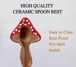 Spoon Rest Spoon Holder For Stove Top Cute Mushroom Spoon Rest For Kitchen Counter Ceramic Spatula Holder Utensil Rest -Peugeot Shop 41dpS7ki87L